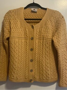 Women's Cable Knit Button-Front Sweater Cardigan - Mustard